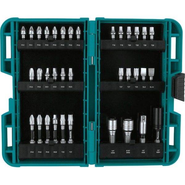 Makita Impact XPS Impact Bit Set, 35 Pc., Detent Ball/Magnetic Hex Locks, Matte Nickel E-01666 - main