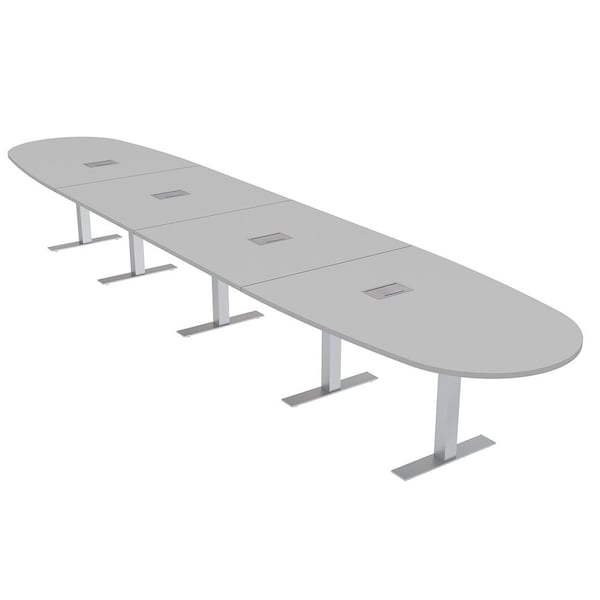 Skutchi Designs 18 Person Conference Table With Power Unit | 18' Boval Table | Harmony Series HAR-BOVL-48X216-T-U779-ESIL - main