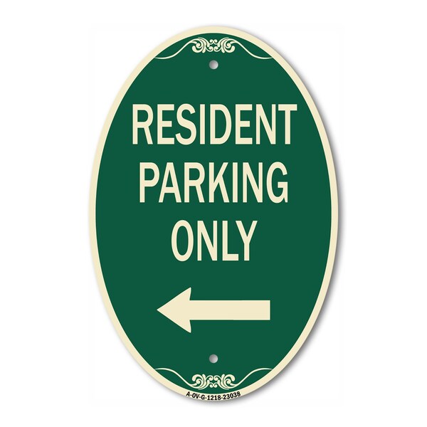 Signmission Reserved Parking Sign Resident Parking Only , 12 In X 18 In Architectural, Heavy Gauge Aluminum A-OV-G-1218-23038 - main