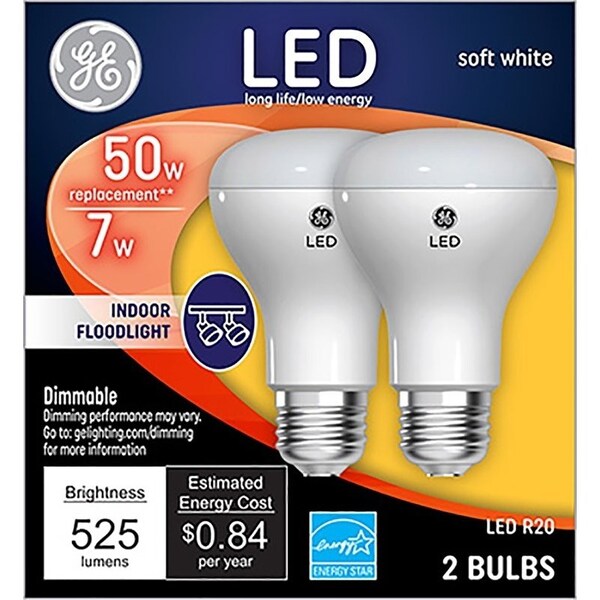 Ge Light Bulb, Directional, R20 Lamp, 50 W Equivalent, Medium Lamp Base, Dimmable, Clear, Soft White 93116048 - main