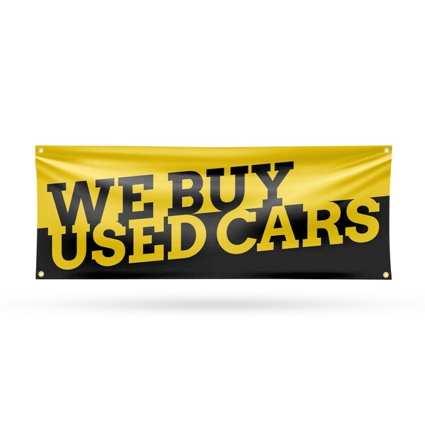 Signmission We Buy Used Cars, 18 Inch x 48 Inch, Vinyl Banner B-30927 - main