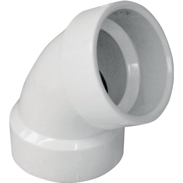 Genova CANPLAS Pipe Elbow, 112 in, Hub, 60 deg Angle, PVC, White 192601 - main