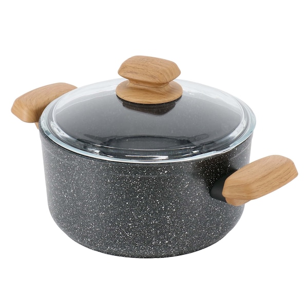 Korkmaz Montana 2 Piece 8 Liter Aluminum Nonstick Casserole Dish with Lid and Faux Wood Handles A1243 - main