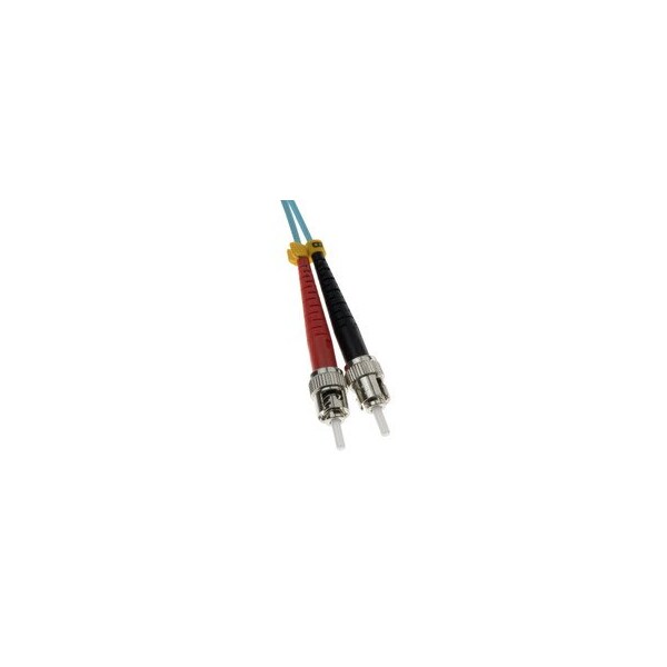 Cable Wholesale ST/UPC OM4 Duplex Fiber Optic Patch Cord, OFNR/LSZH, Multimode 50/125, Aqua Jacket, 20M (65.6 ft) STST-41020 - main