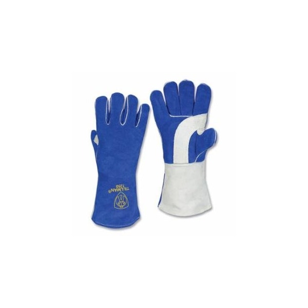 Tillman Stick Welding Gloves, 1250, Premium Side Split Cowhide Palm/BOH/Cuff, 2XL, Blue/Pearl, 14 in L, 6PK 724-12502X - main