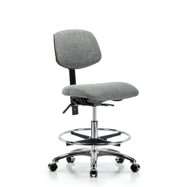 Blue Ridge Ergonomics Chair, Fab, Med Bench, Chr CF Casters, Gry, No Arms, 22" to 29" Height, Gray BR-FMBCH-CR-T0-A0-CF-CC-F44 - main