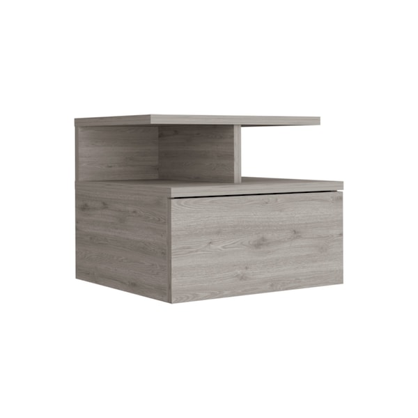 Homeroots 12" Gray Wood One Drawer Floating Nightstand 543697 - main