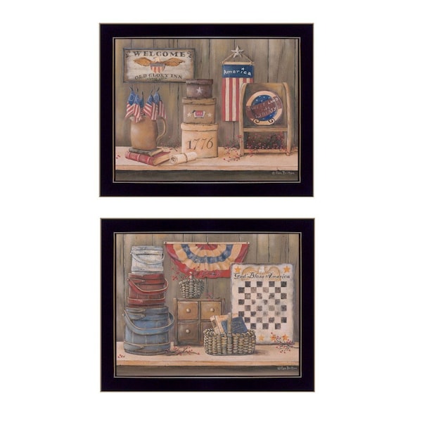 Homeroots Set Of Two Sweet Land of Liberty 1 Black Framed Print Wall Art, 2PK 405870 - main