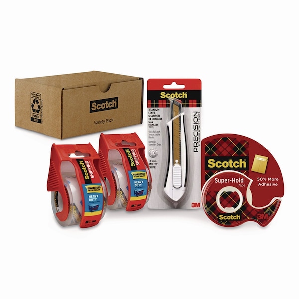 Scotch Shipping Pack, (2) Rolls Heavy Duty Shipping Tape, (1) Roll Super-Hold Tape, (1) Precision Cutter SHIPPING-SIOC - main