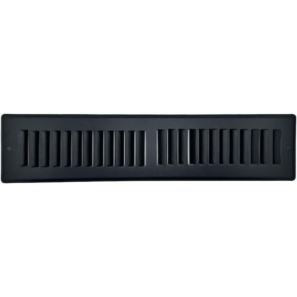 Sierra Grates 4 in. H X 12 in. W 2-Way 45 Degree Louvered, Steel, Black Toe Space Grille TSG412-BLK - main