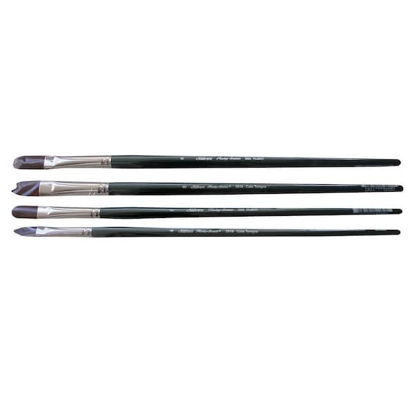 Silver Brush Ruby Satin Cat's Tongue & Filbert Brushes, 4-Piece Set RS-2597 - main