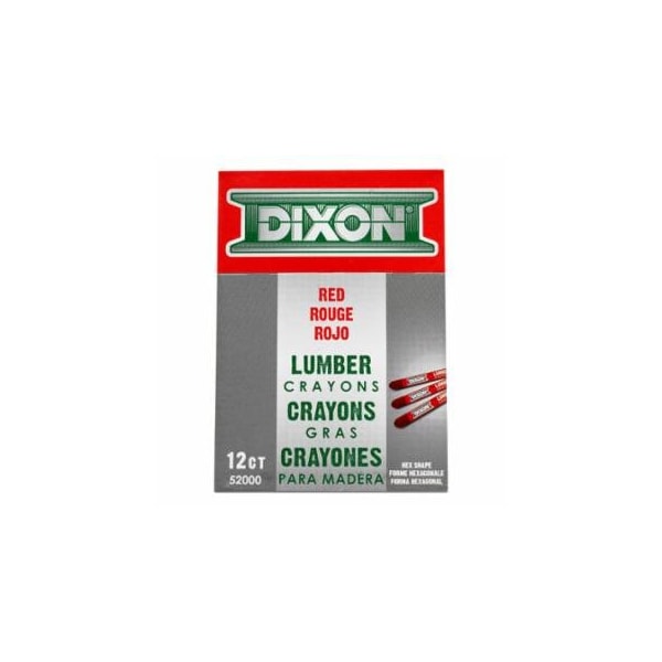 Dixon Ticonderoga Lumber Crayon, 1/2 in dia X 4-1/2 in L, Red, 12PK 464-52000 - main