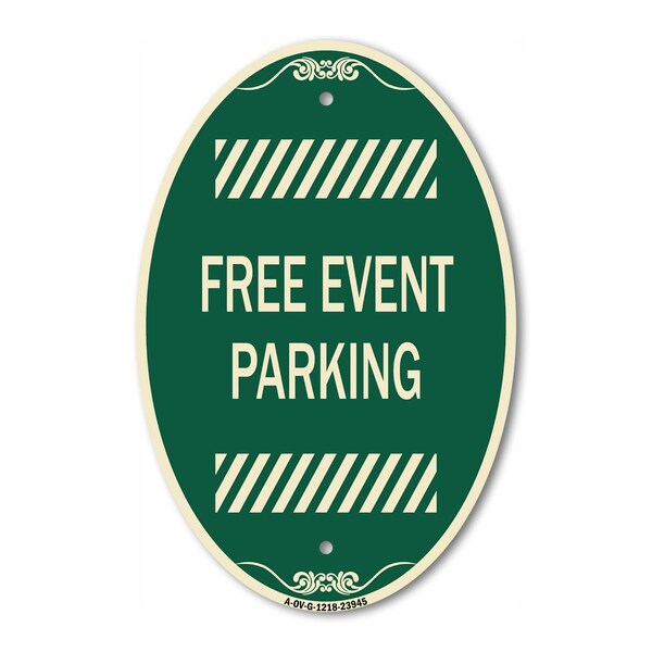 Signmission Free Event Parking, 12 Inch X 18 Inch Architectural Oval, Heavy Gauge Aluminum A-OV-G-1218-23945 - main