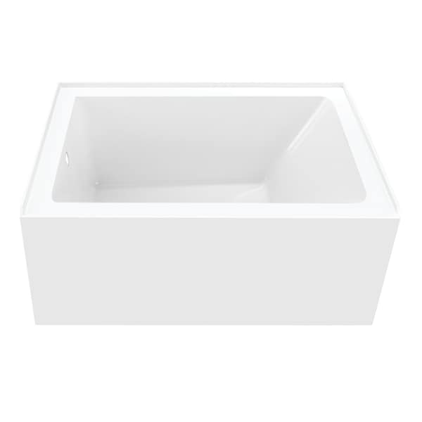 Kingston Brass 48" Acrylic Rectangular 3-Wall Alcove Tub, Left Hand Drain, Glossy White VTAP4836L22 - main