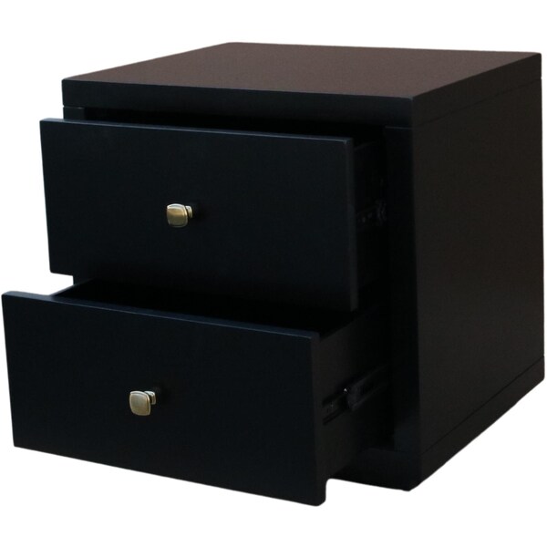 Homeroots Two Piece Black Solid and Manufactured Wood Bedroom Set 569369 - main