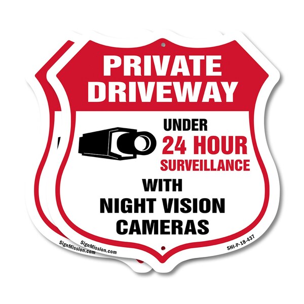 Signmission Private Driveway Shield Sign Under 24 Ho, 18 inch X 18 inch, Plastic Sign, 2PK SHI-P-2PACK-18-437 - main