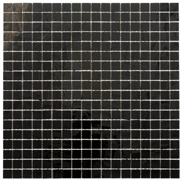 Apollo Tile Skosh 11.6 in. x 11.6 in. Glossy Black Glass Mosaic Wall and Floor Tile 18.69 sq. ft./case, 20PK APLNB88BK907A - main