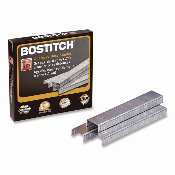 Bostitch Heavy-Duty Premium Staples, 0.25in Leg, 0.5in Crown, Steel, 1000PK SB35141M - main