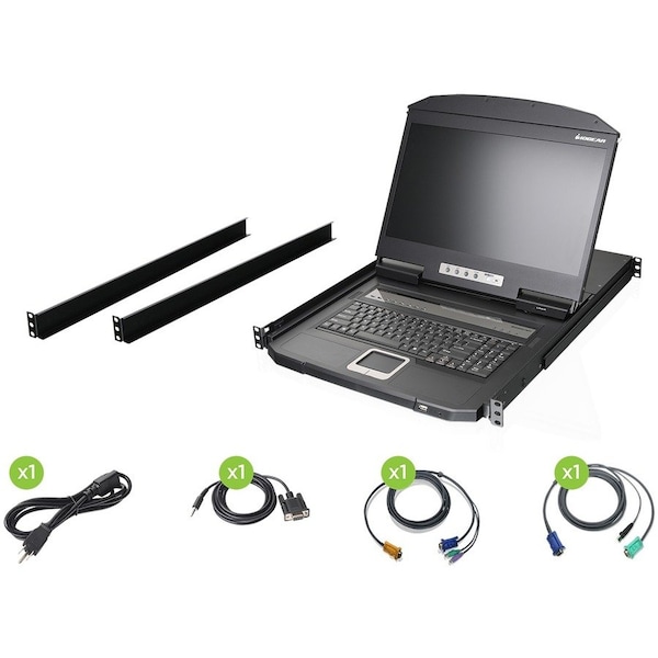 Iogear 18.5" Widescreen Short Depth 8-Port LCD KVM Switch (TAA Compliant) GCL1908W - main