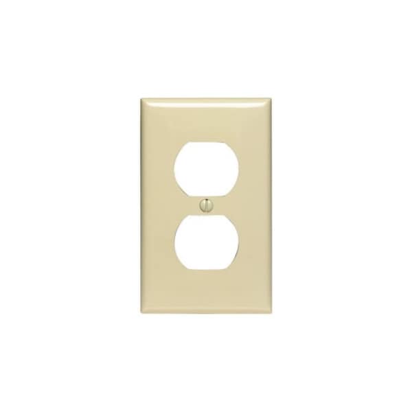 Leviton Receptacle Wallplate, Standard Size, Gang 1, Ivory 80703-I - main