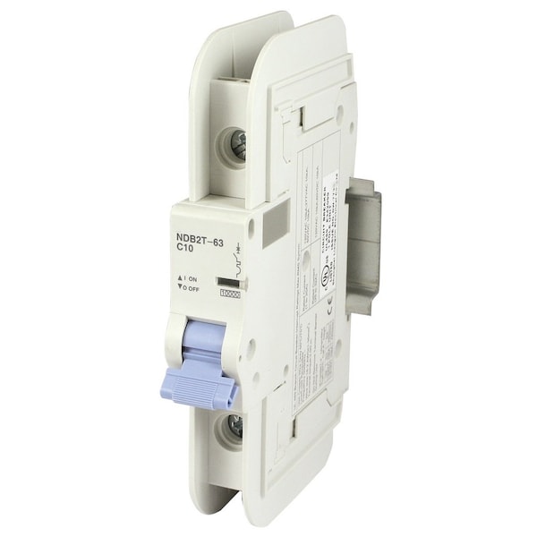 Automation Systems Interconnect 10 Amp, 1 Pole, 120/277Vac, 60Vdc, Trip Curve: C, DIN Rail Mount-Miniature Circuit Breaker, UL489. NDB2T-63C10-1L - main