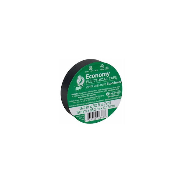Duck Electrical Tape Economy Grade 3/4in W X 60 ft. L Black Vinyl Black 299006 - main