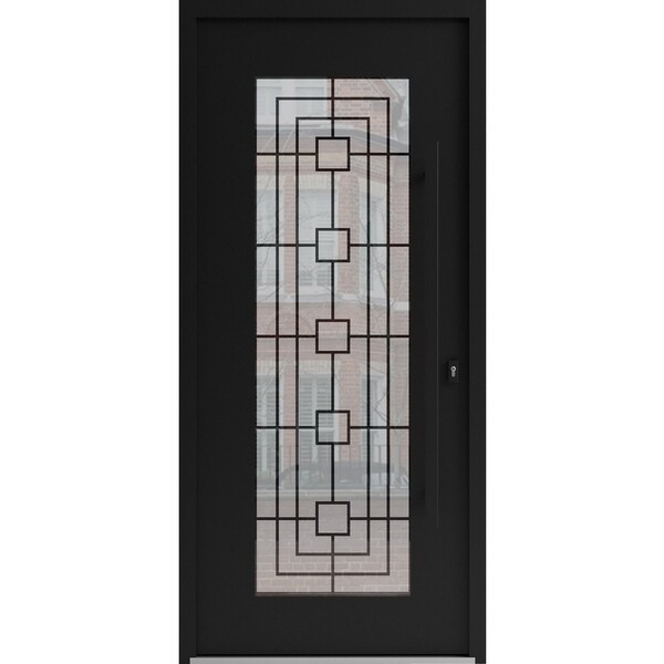 Vdomdoors Aluminum Door Iron 1688 Black Entry Steel Metal Classic Painted 36 x 80 (36 x 80)-Left Inswing IRON1688EXD-BLK-W36xH80-LH-I - main