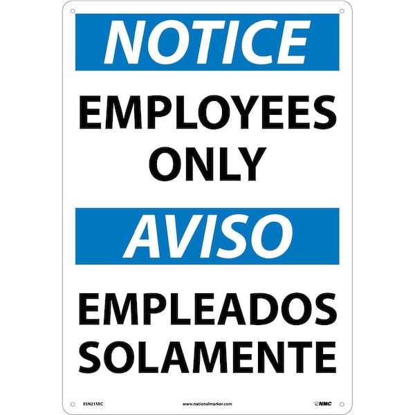 Nmc Notice Employees Only Sign - Bilingual, ESN215RC ESN215RC - main