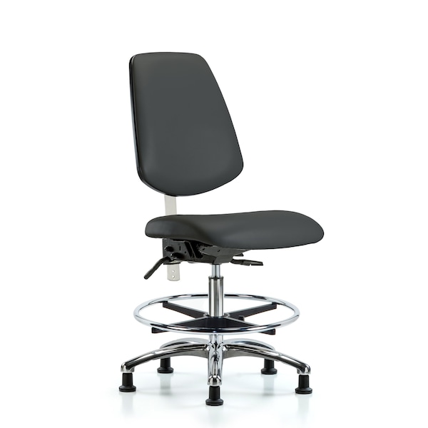 Blue Ridge Ergonomics Clean Room Chair Vin Med Ben Chair, Med, Bk, Gry, CL100, No Arms, 22" to 29" Height, Vinyl, Charcoal BR-NCR-VMBCH-MB-CR-T1-A0-CF-RG-8605 - main