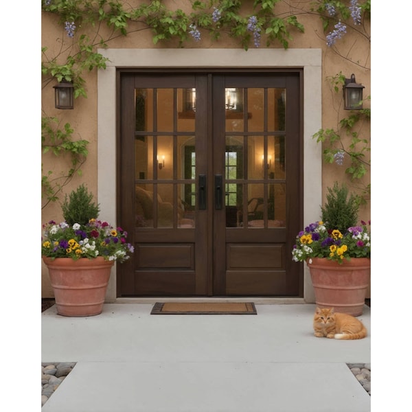 Doornmore G7509, 66.5" x 82" ( 2x32" Door) Left Hand, Mahogany SDL 9 Lite, 3/4 Lite Exterior Door G7509-SW-3280_2_LI - main