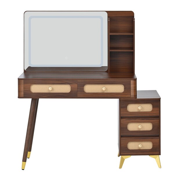 Homeroots 47" Brown Wood Lighted Mirrored Dresser 691729 - main