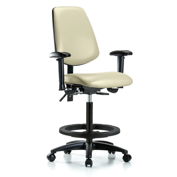 Blue Ridge Ergonomics High Bench Chair Adjustable Arms, 26" to 35" Height, Vinyl, Adobe White BR-VHBCH-MB-RG-T0-A1-BF-RC-8501 - main