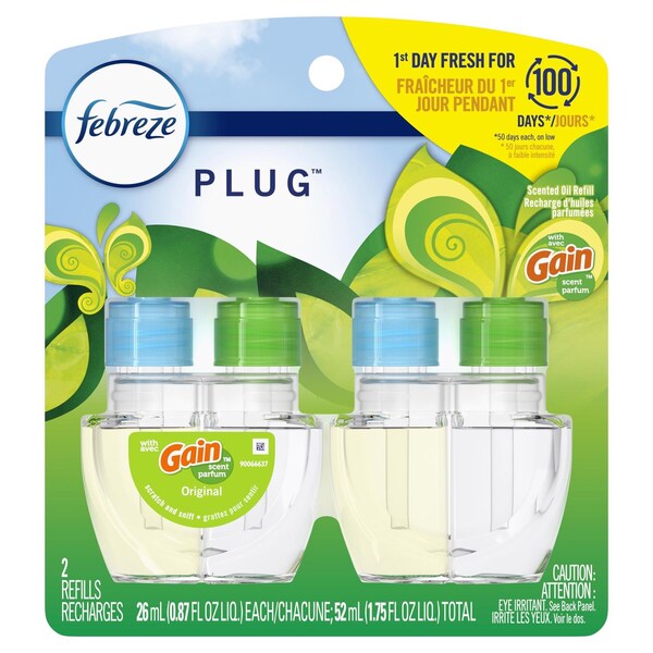 Febreze Plug Gain Original Scent Air Freshener Oil Refill 1.75 oz Liquid 2 pk 80363240 - main