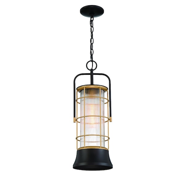 Eurofase Rivamar Traditional Incadescent Outdoor Pendant, 1-Light, Cylinder, Dimmable, Bronze/Gold/Glass 44266-011 - main