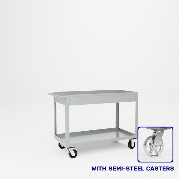 Pucel Tray Top Box Truck, 24 in W x 48 in D x 37 in H, 6 in Deep Box, Semi-Steel Casters, Light Blue TT-2448-6S - main