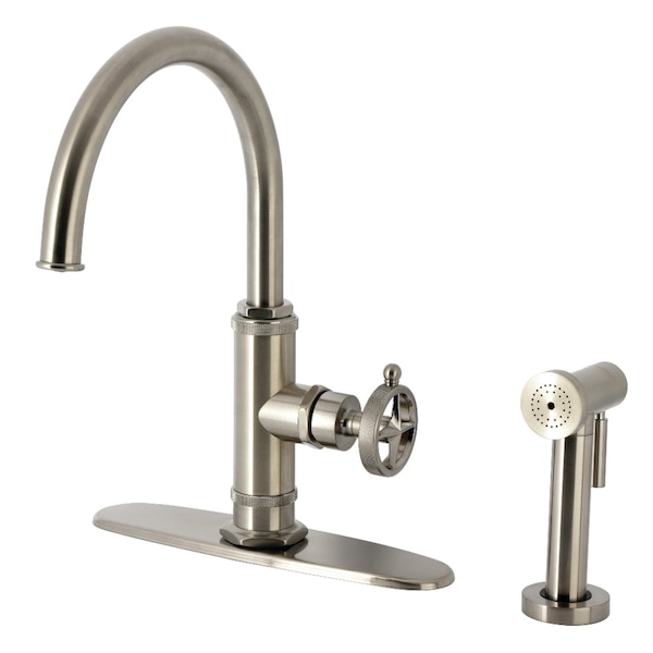Kingston Brass Single-Handle Kitchen Faucet, Brushed Nickel KSD2438RNK - main