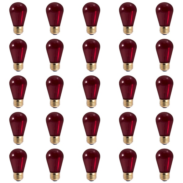 Bulbrite 11-Watt S14 Transparent Red Dimmable Incandescent Light Bulb, 25PK 861311 - main