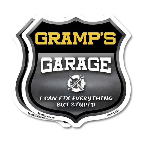 Signmission Gramp's Garage I Can Fix Everything But Stupid, 6 inch X 6 inch, Plastic Sign, 2PK SHI-P-2PACK-6-490-GRAMP - main