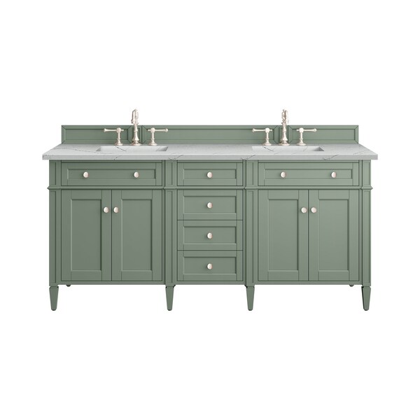 James Martin Vanities Brittany 72'' D Vanity, Smokey Celadon w/ Ethereal Noctis Top w/FreePower Wireless Charger 650-V72-SC-FENC - main