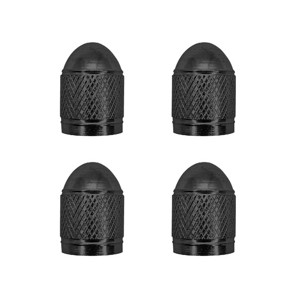 Tru-Flate VALVE STEM CAPS For Tire Valve DressUp Use With TPMS Valve Black Aluminum Pack Of 4 Carded Pac 38-515 - main