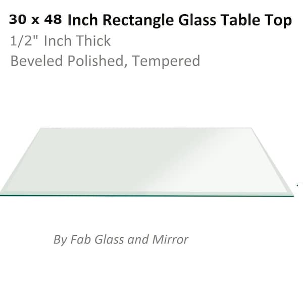 Fab Glass And Mirror 30in X 48in Rectangle 1/2in in Thick Tempered Radius Corners Beveled Edge Polish Glass Table Top T-30x48REC12THBETE - main