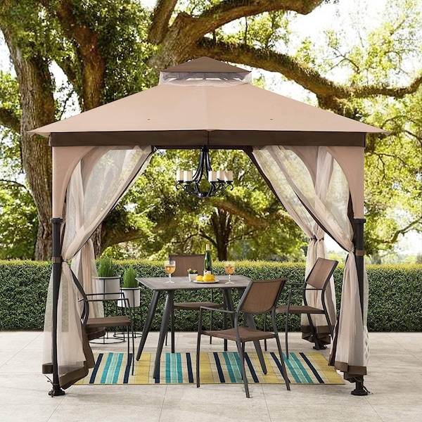 Sunjoy 9.5 ft. x 9.5 ft. Tan and Brown 2-tone Steel Gazebo A101011100 - main