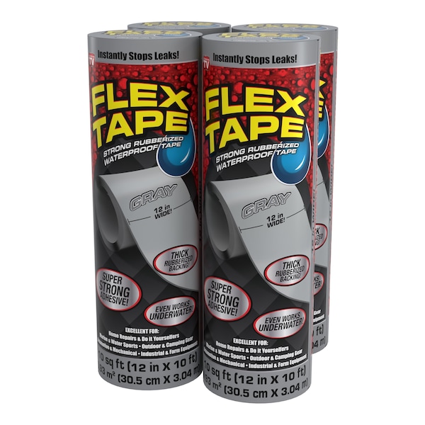 Flex Seal Flex Tape Gray 12in x10ft, 4PK TFSGRYR1210 - main