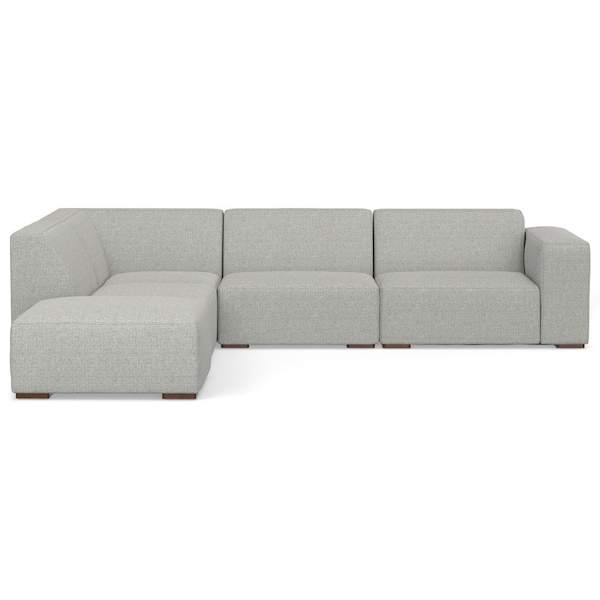 Homeroots 116" Gray Fabric Sofa With Ottoman With Brown Legs 641066 - main