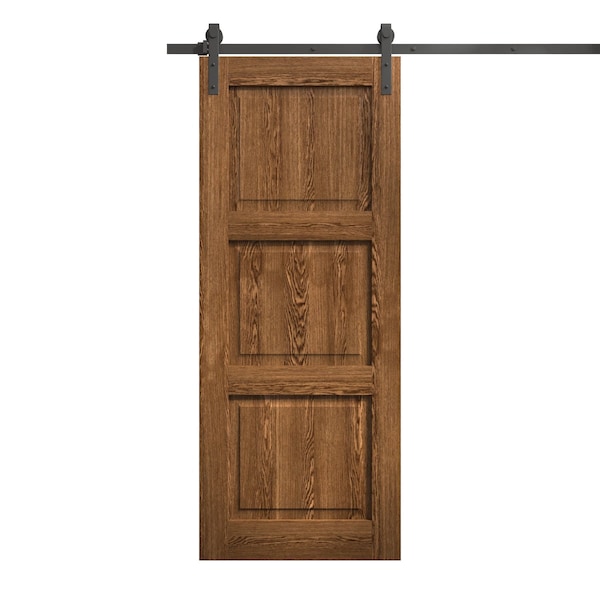 Sartodoors Modern Barn Door 32 x 84 inches, Ego 5010 Cognac Oak Veneer, 6.6FT Rail Track Heavy Hardware Set , EGO5010BD-B-DKO-3284 - main