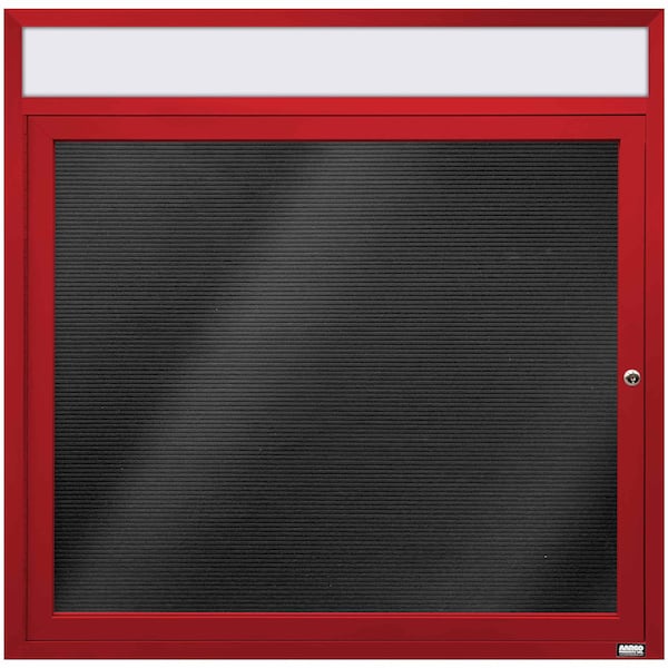 Aarco Enclosed Letter Board Directory w/ Powder Coated Red Aluminum Frame and Header, 36''Hx36''W, 1 Door ADC3636HR - main