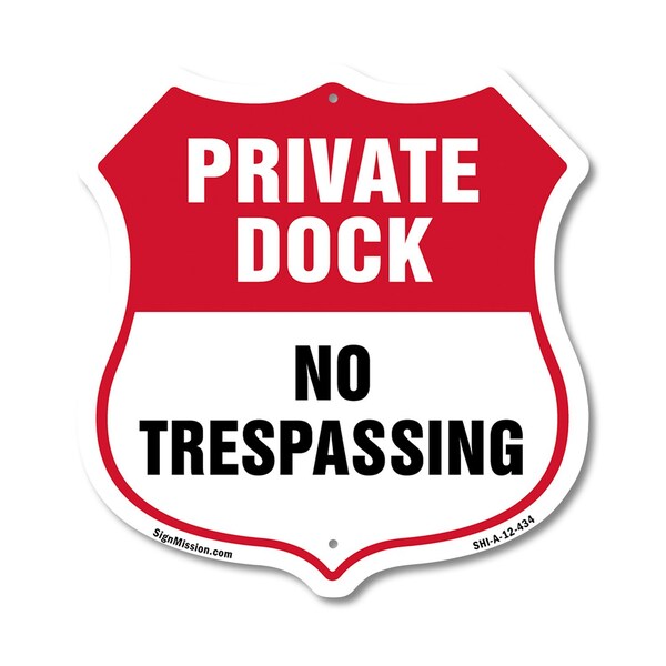 Signmission Private Dock Shield Sign No Trespassing, 12 Inch X 12 Inch, Aluminum Metal Sign SHI-A-12-434 - main