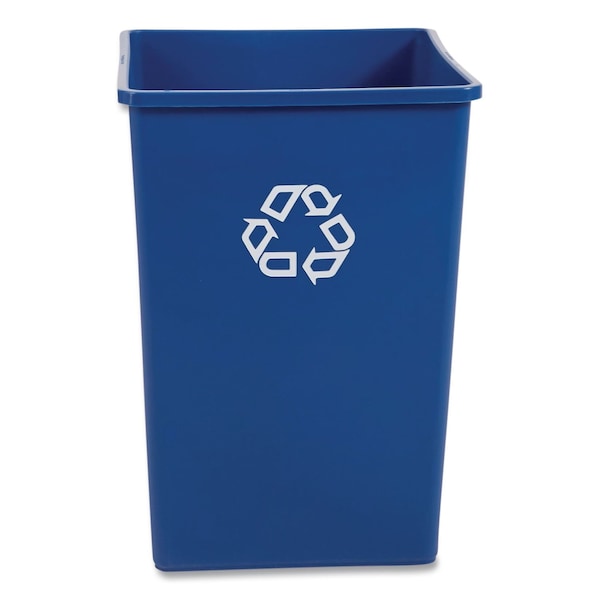 Rubbermaid Commercial 35 gal Square Recycling Bin, Satin Black/Satin Brass, Plastic FG395873BLUE - main