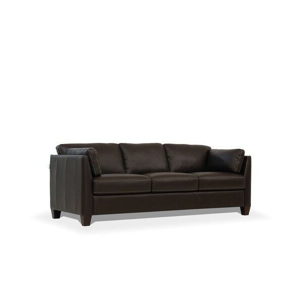 Homeroots 81" Chocolate Leather Sofa With Black Legs 491287 - main
