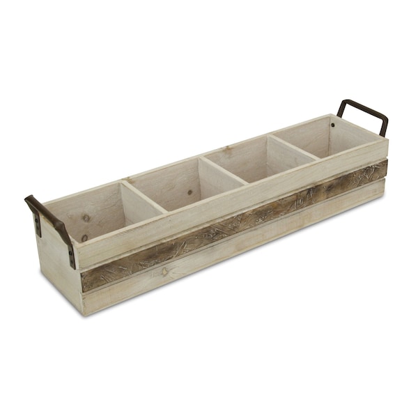 Homeroots 20" Brown Solid Wood And Metal Box 487958 - main